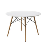 42inch Round Modern Dining Table Mid Century Style, Include 1 Table, Beech and White Color