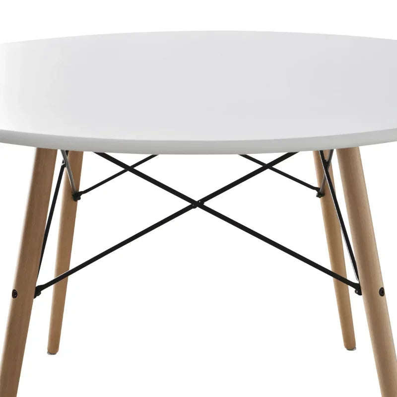 42inch Round Modern Dining Table Mid Century Style, Include 1 Table, Beech and White Color