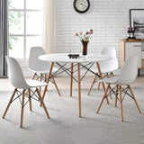 42inch Round Modern Dining Table Mid Century Style, Include 1 Table, Beech and White Color