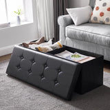 43" Storage Ottoman Bench Leather Footstool Hold Up to 660lb for Bedroom Black Stools Dining Chair Stool Dining Room Chairs the