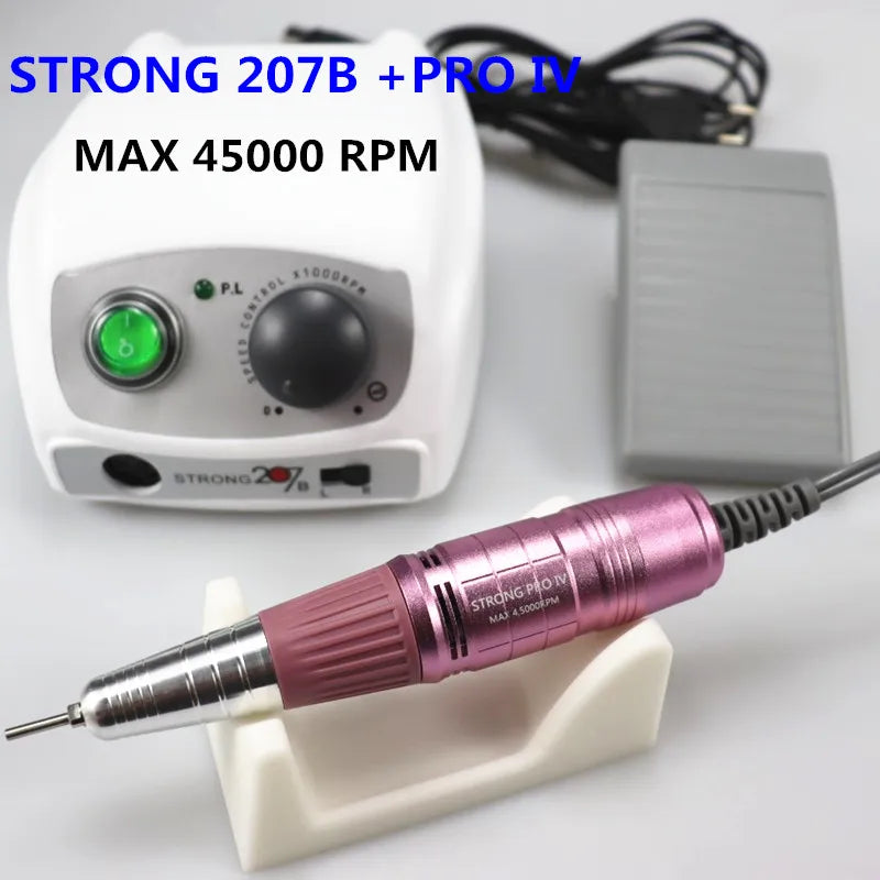 45000Rpm Electric Nail Drill Strong 207B 65W Manicure Machine Pedicure Kit Strong Nails Tools Handpiece Nail File Equipment