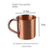 450ML 16oz Pure Copper Mug  Durable Coppery Beer Mugs Coffee Mug Milk Cup Copper Cocktail Whiskey Glass Drinkware