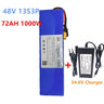 48V 100Ah 1000w 13S3P XT60 48V Lithium ion Battery Pack 100000mah For 54.6v E-bike Electric bicycle Scooter with BMS+charger