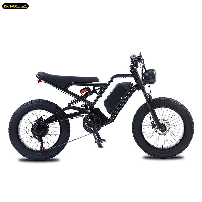 48V 750W 1500W AKEZ Aluminum Frame Electric Bicycle Retro Motorcycle E Bike Hydraulic Brake High Performance Electric Motorcycle