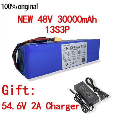 48V Battery 100Ah 500w XT60 18650 Lithium ion Battery Pack For 54.6v E-bike Electric bicycle Scooter with BMS 2A charger