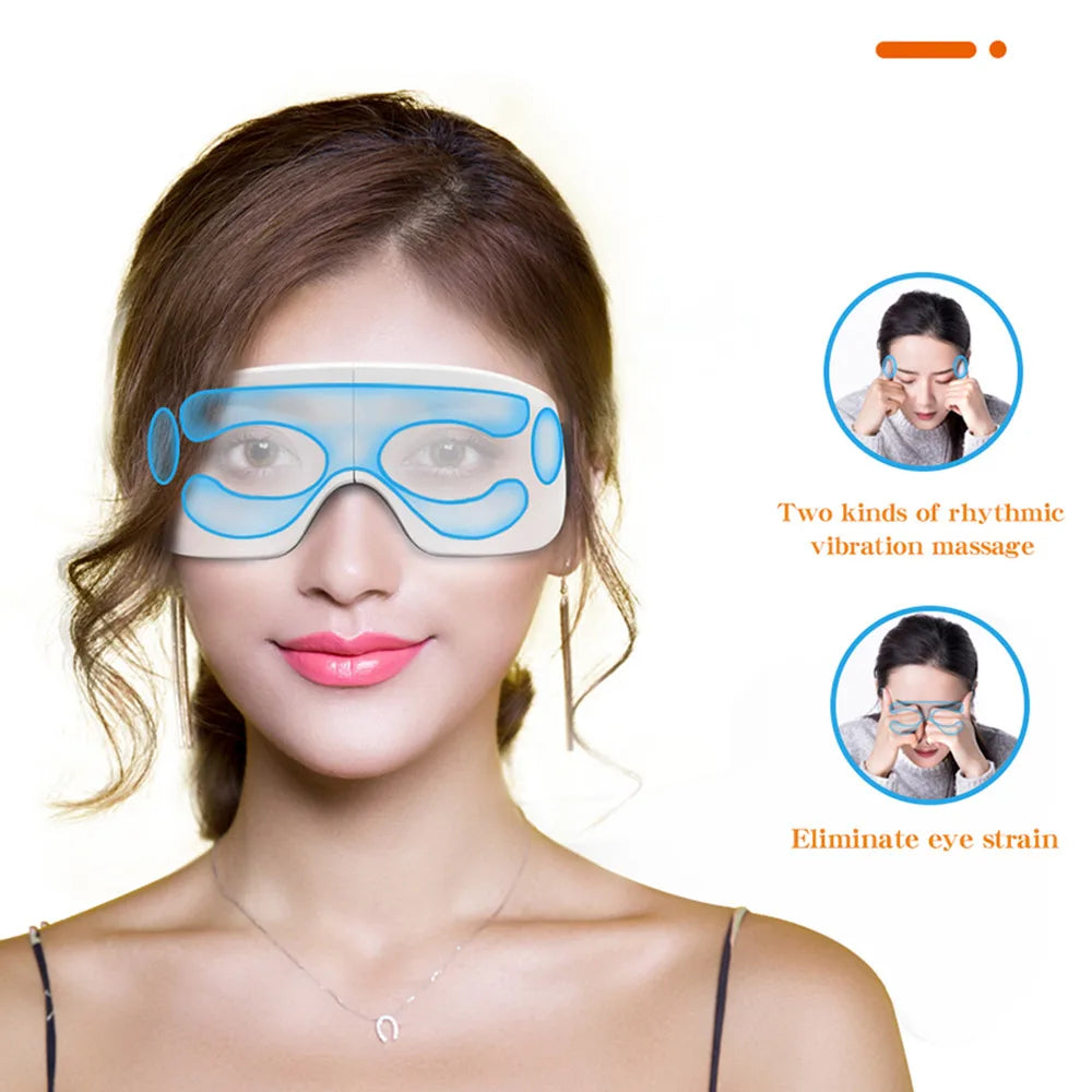 4D Smart Eye Massager Wireless Vibration Eye Care Instrument Hot Compress Bluetooth Eye Massage Glasses Fatigue Pouch Wrinkle