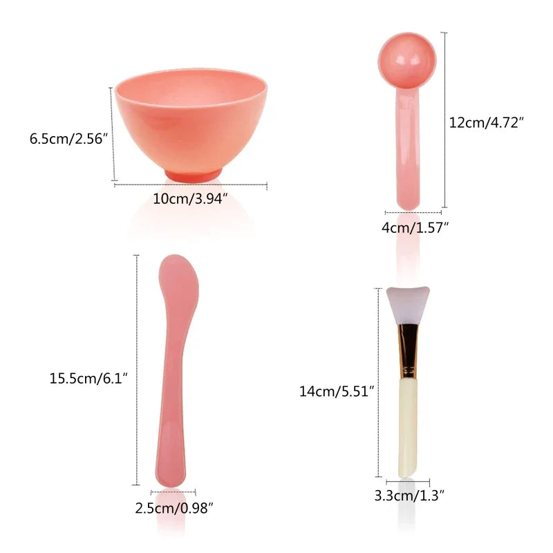 4PCS Silicone Facial Makeup Brushes with Face Mask Mixing Bowl Set Cosmetic Spatula Beauty Skin Care Full Kit Tools Candy Color