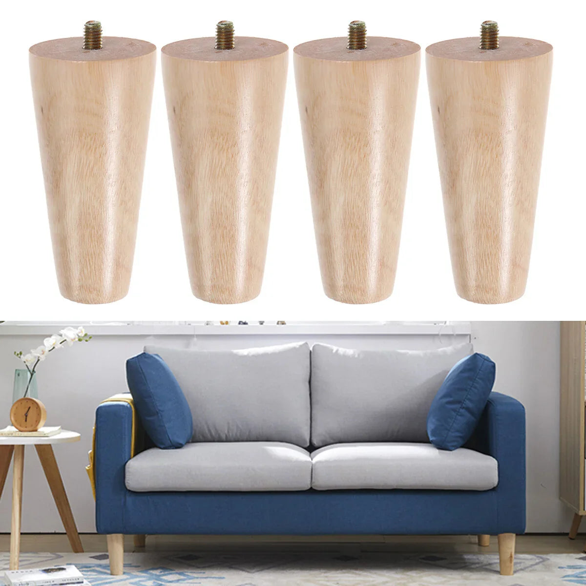 4PCS Solid Wood Sofa Support Foot Cabinet Wooden Leg Furniture Accessories