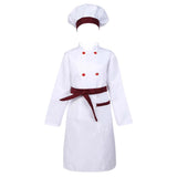 4Pcs Chef Costume Kids Kitchen Uniform Set Long Sleeve Cooking Tops with Scarf Apron and Hat Children Cosplay Chefs Cook Clothes