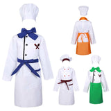 4Pcs Chef Costume Kids Kitchen Uniform Set Long Sleeve Cooking Tops with Scarf Apron and Hat Children Cosplay Chefs Cook Clothes