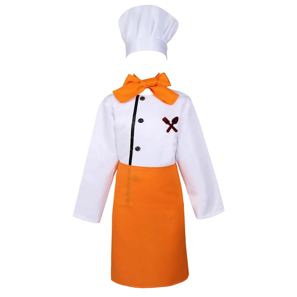 4Pcs Chef Costume Kids Kitchen Uniform Set Long Sleeve Cooking Tops with Scarf Apron and Hat Children Cosplay Chefs Cook Clothes