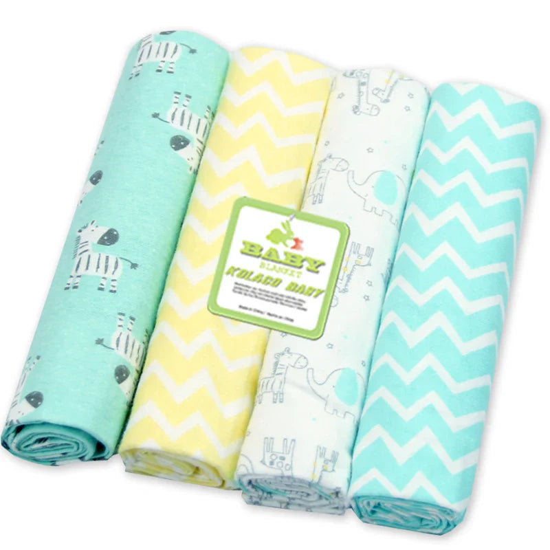 4Pcs/Lot 100% Cotton Muslin Flannel Baby Swaddles Soft Newborns Blankets Baby Blankets Newborn Muslin Diapers Baby Swaddle Wrap