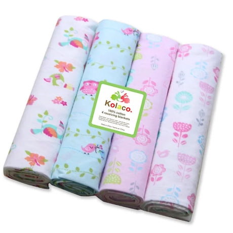 4Pcs/Lot 100% Cotton Muslin Flannel Baby Swaddles Soft Newborns Blankets Baby Blankets Newborn Muslin Diapers Baby Swaddle Wrap