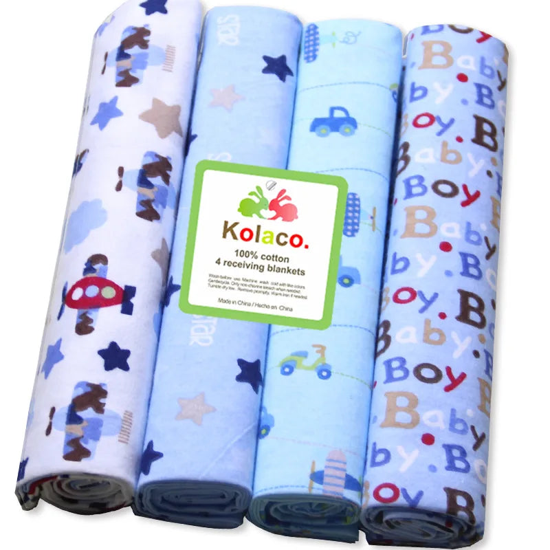 4pcs 102X76cm bed sheet wrapped blanket  Cotton flannel baby blanket newborn swaddle blanket printed single layer