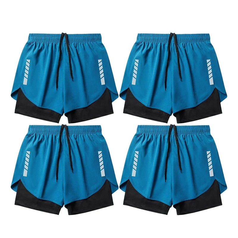 4pcs Men's Running Shorts Sport Shorts Athletics Marathon Loose Quick Dry 2 in 1 Lining Training Fitness Gym Jogging Short Pants