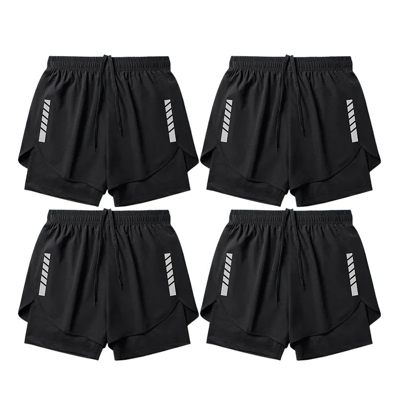 4pcs Men's Running Shorts Sport Shorts Athletics Marathon Loose Quick Dry 2 in 1 Lining Training Fitness Gym Jogging Short Pants