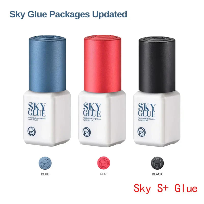 5 Bottles SKY Glue S+ Black Red Blue Cap False Lash Adhesive Wholesale Korea Original Eyelash Extension Lash Glue Makeup Tools