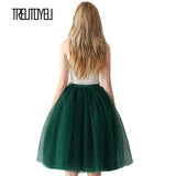 5 Layers 65cm Black Pleated Skirt Sexy Midi Tulle Skirt High Waist Full Lining Adult Tutu Korean Style Women Jupe Femme Faldas