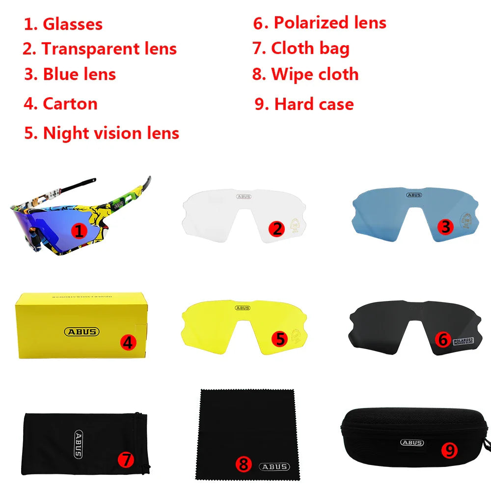 5 Lens UV400 Cycling Sunglasses TR90 Sports Bicycle Glasses MTB Mountain Bike Fishing Hiking Riding Eyewear