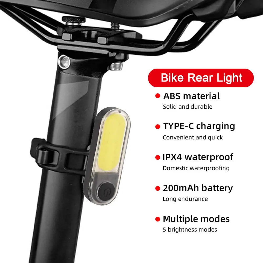 5 Modes Light Bicycle Rear Light Waterproof Bike Light COB USB Rechargeable Mtb Bike Taillights For Cycling Safety