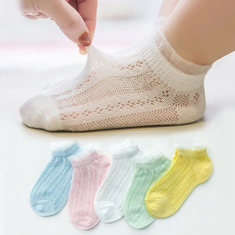 5 Pairs/Lot Baby Socks  For Newborns Infant Cute Cartoons Soft Cotton Socks Summer 0-24 Month Boy Girl Lovely Mesh Kids Gift CN