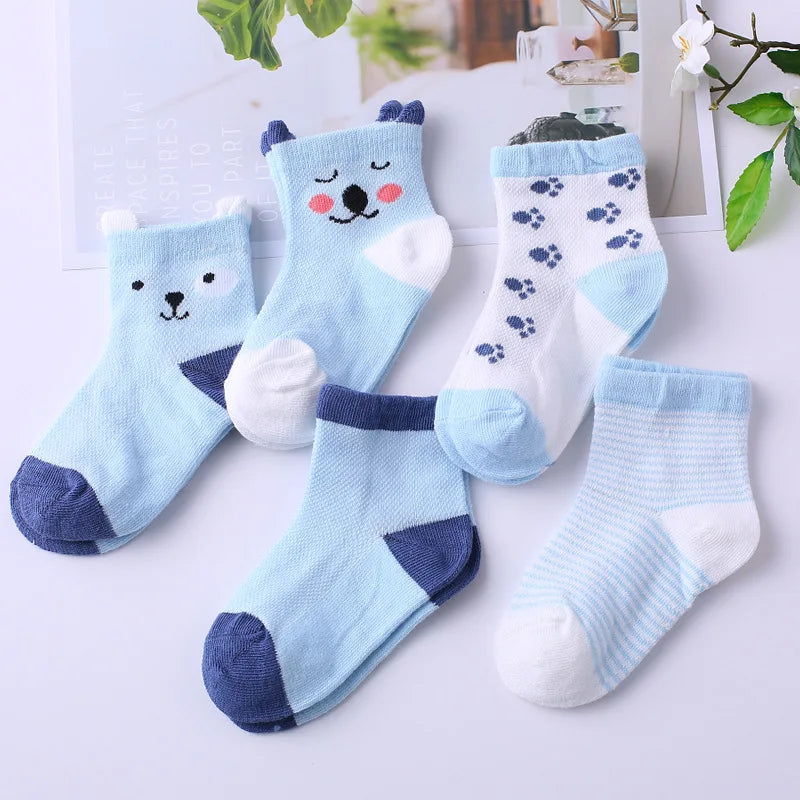 5 Pairs/Lot Baby Socks  For Newborns Infant Cute Cartoons Soft Cotton Socks Summer 0-24 Month Boy Girl Lovely Mesh Kids Gift CN