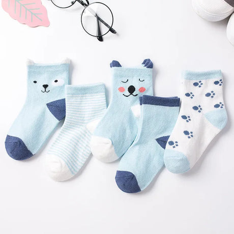 5 Pairs/Lot Kids Soft Cotton Socks Boy Girl Baby Infant Fashion Stripe Warm For Autumn Winter 0-8 Years Children Cartoon Sock