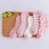 5 Pairs/Lot Kids Soft Cotton Socks Boy Girl Baby Infant Fashion Stripe Warm For Autumn Winter 0-8 Years Children Cartoon Sock