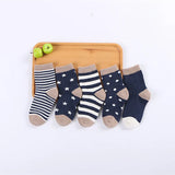 5 Pairs/Lot Kids Soft Cotton Socks Boy Girl Baby Infant Fashion Stripe Warm For Autumn Winter 0-8 Years Children Cartoon Sock