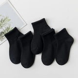 5 Pairs/Lot Summer New Children Cotton Socks Fashion Pure Black White Gray For 1-12 Years Kids Teen Student Baby Girl Boy Socks