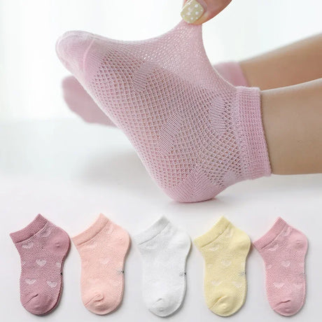 5 Pairs/lot 0-12Y Children Ultrathin Mesh Socks Baby Boys Girls Summer Cute Cotton Breathable Thin Soft Boat Socks Kids Socks