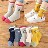 5 Pairs/lot 2022 Kids Boys Autumn Girl Socks Cotton Winter Cartoon Bear Baby Breathable Keep Warm Floor Anti-skid Girls Sock