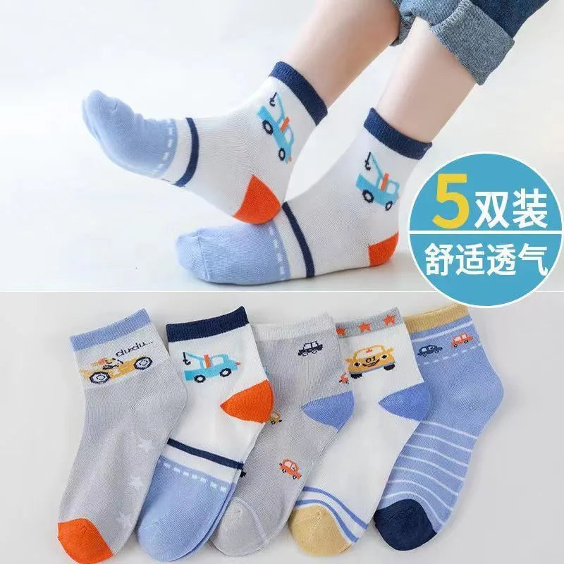 5 Pairs/lot 2022 Kids Boys Autumn Girl Socks Cotton Winter Cartoon Bear Baby Breathable Keep Warm Floor Anti-skid Girls Sock