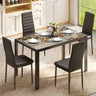 5 Piece Glass Dining Table Set, Kitchen and Chairs for 4, PU Leather Modern Room Sets Home (Black)