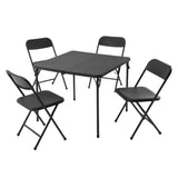 5 Piece Resin Card Table and Four Chairs Set, Black Dining Room Sets