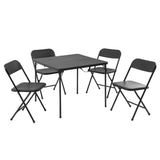 5 Piece Resin Card Table and Four Chairs Set, Black Dining Room Sets