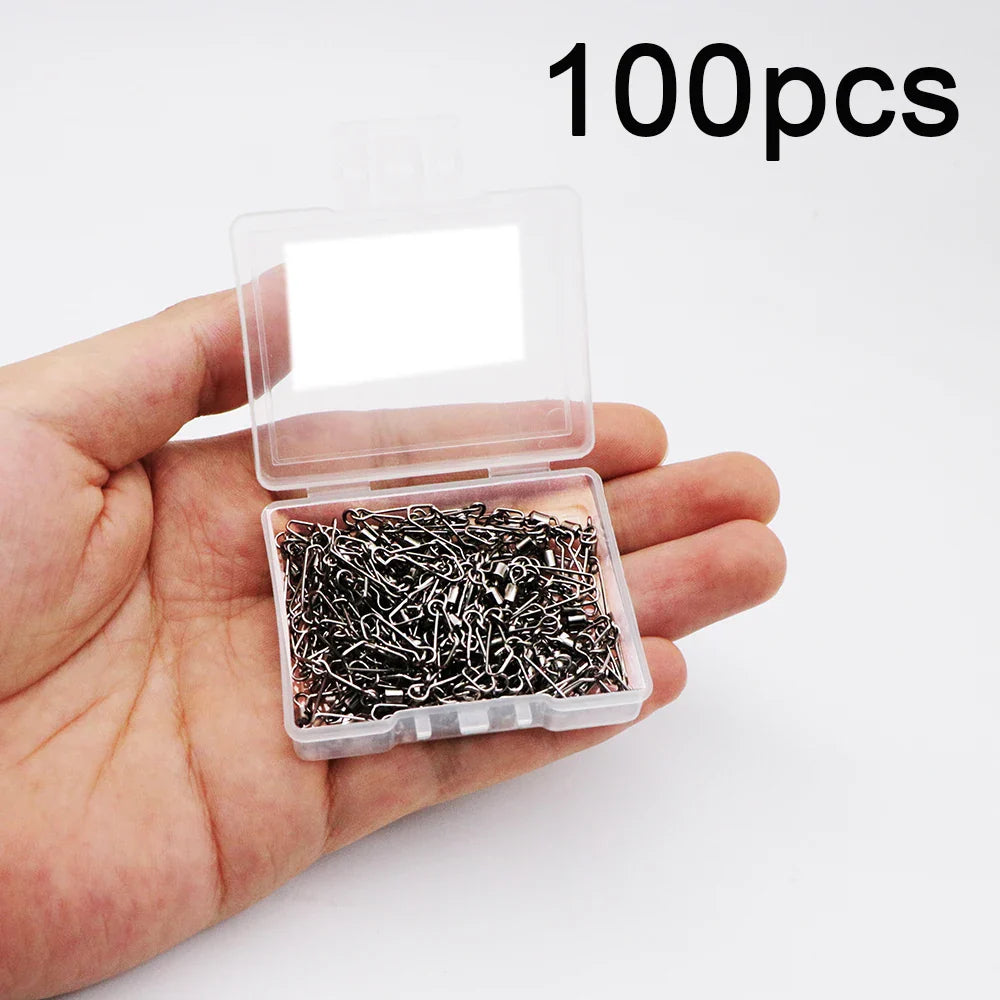 50/100PCS Fishing Connector 3/0#-14# Barrel Swivels Snap Rolling Swivel For Fishhook Link Fishing Lure Tackle Accessories