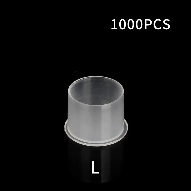 500/1000PCS S/M/L/XL Tattoo Plastic Tattoo Ink Cup Cap Pigment Clear Holder Container Cap With Bottom For Needle Tip Grip Supply