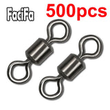 500pcs Bearing Swivel Fishing Connector Stainless Steel Carp Fishing Accessories Snap Fishhook Lure Solid Ring Swivel Tackle