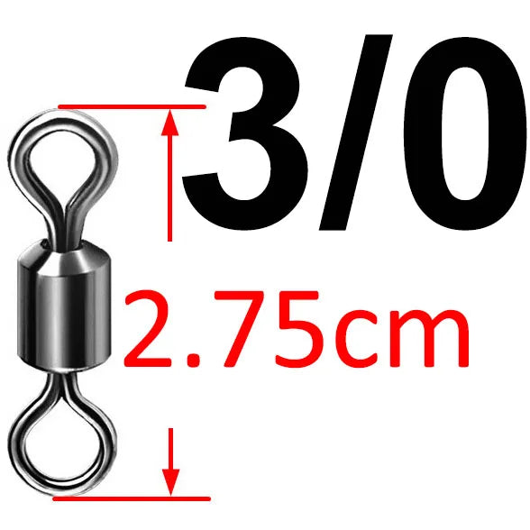 500pcs Bearing Swivel Fishing Connector Stainless Steel Carp Fishing Accessories Snap Fishhook Lure Solid Ring Swivel Tackle