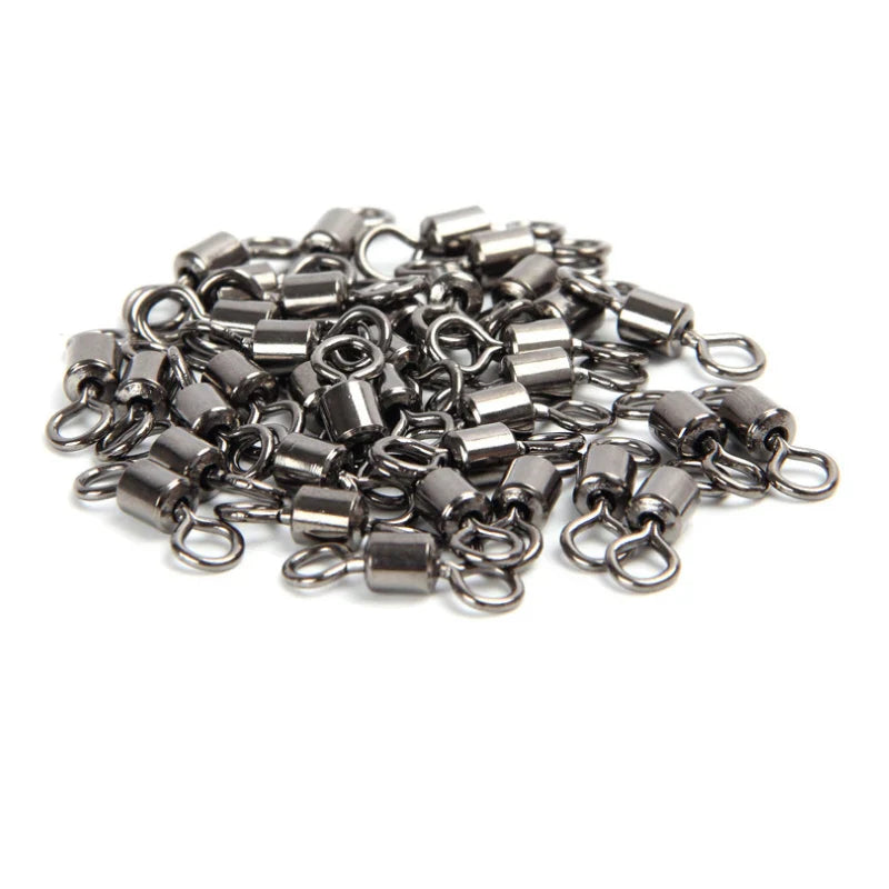 500pcs Bearing Swivel Fishing Connector Stainless Steel Carp Fishing Accessories Snap Fishhook Lure Solid Ring Swivel Tackle