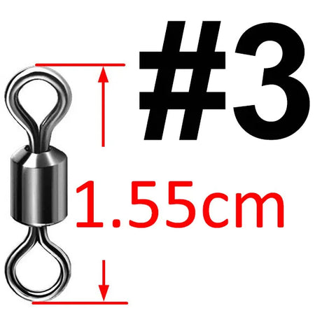 500pcs Bearing Swivel Fishing Connector Stainless Steel Carp Fishing Accessories Snap Fishhook Lure Solid Ring Swivel Tackle