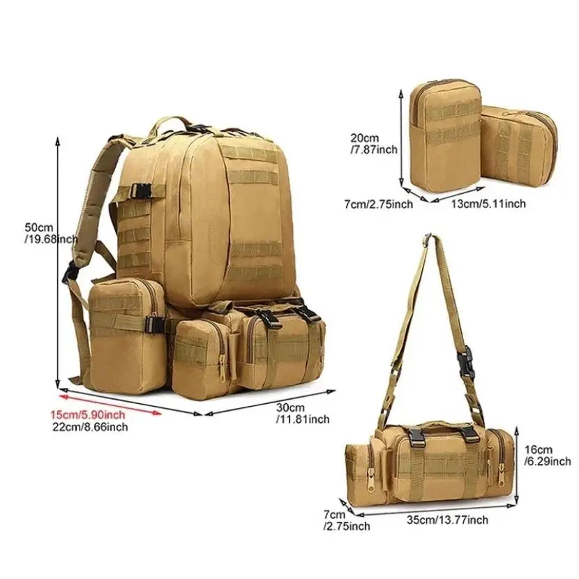 50L Tactical Backpack Men Waterproof 4 In1 Molle Sport Tactical Bag Outdoor Hiking Climbing Army Fishing Travel Laptop Backpacks