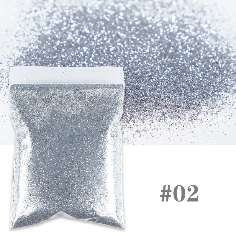 50g Shiny Nail Art Glitter Powder Gold Silver Metallic Pigment Design Dust Decorations Accessories for Gel Nail Polish 0.2mm