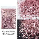 50g Shiny Nail Art Glitter Powder Gold Silver Metallic Pigment Design Dust Decorations Accessories for Gel Nail Polish 0.2mm