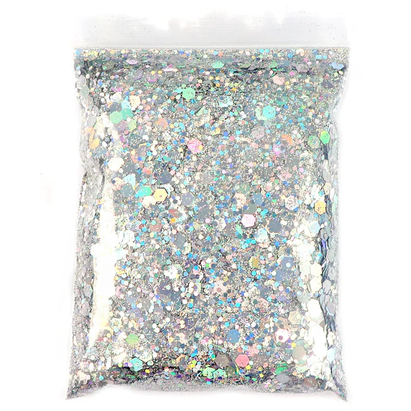 50g Shiny Nail Art Glitter Powder Gold Silver Metallic Pigment Design Dust Decorations Accessories for Gel Nail Polish 0.2mm