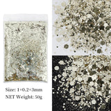 50g Shiny Nail Art Glitter Powder Gold Silver Metallic Pigment Design Dust Decorations Accessories for Gel Nail Polish 0.2mm