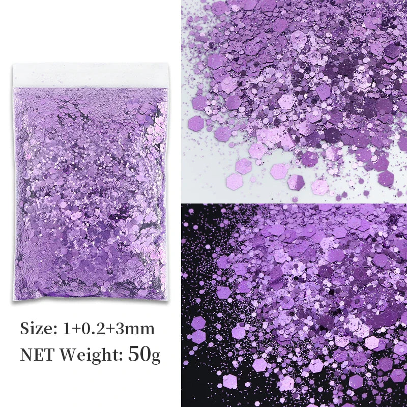 50g Shiny Nail Art Glitter Powder Gold Silver Metallic Pigment Design Dust Decorations Accessories for Gel Nail Polish 0.2mm