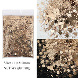 50g Shiny Nail Art Glitter Powder Gold Silver Metallic Pigment Design Dust Decorations Accessories for Gel Nail Polish 0.2mm