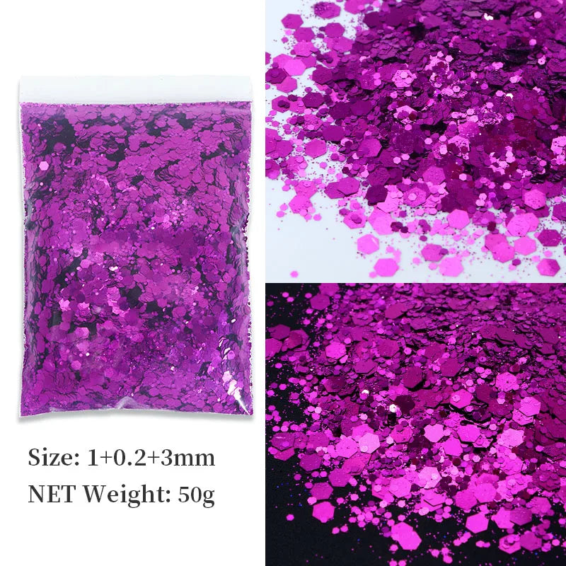 50g Shiny Nail Art Glitter Powder Gold Silver Metallic Pigment Design Dust Decorations Accessories for Gel Nail Polish 0.2mm